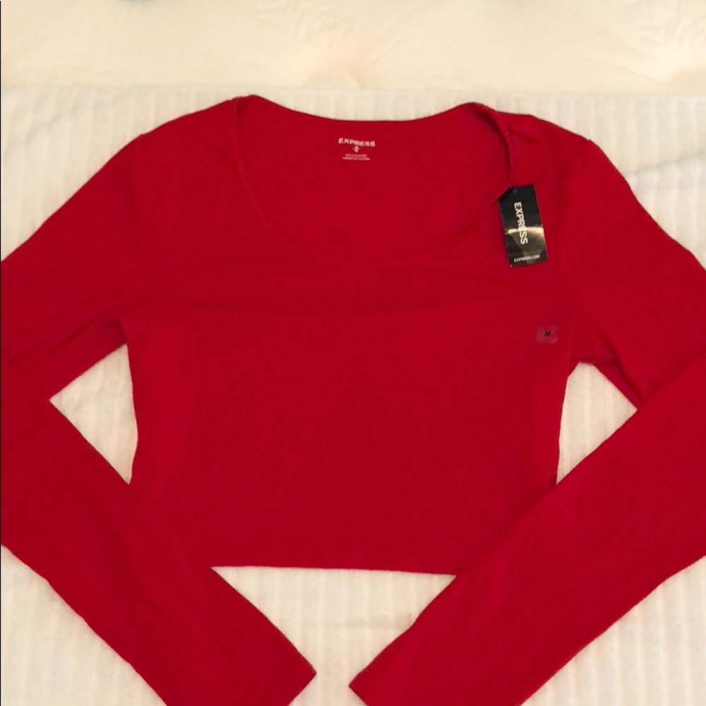 Red Express long sleeve crop top NwT